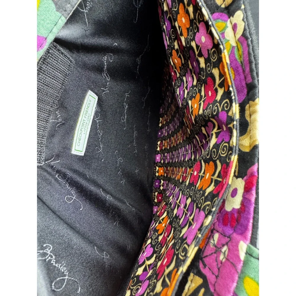 Vera Bradley Provencal Quilted Cotton Laptop Tote Bag Checkpoint Friendly Black‎